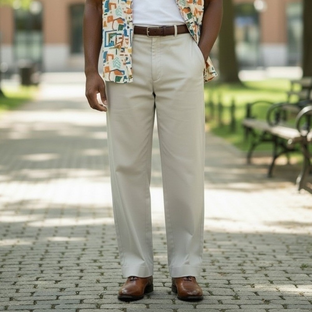 Gant Pants Mens 36x34 Tan Beige Chino Trousers Straight Leg Flat Front Cotton